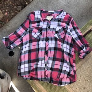 Roll up sleeve flannel